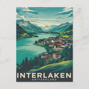 Interlaken Zwitserland Groen Briefkaart