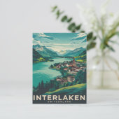 Interlaken Zwitserland Groen Briefkaart (Staand voorkant)