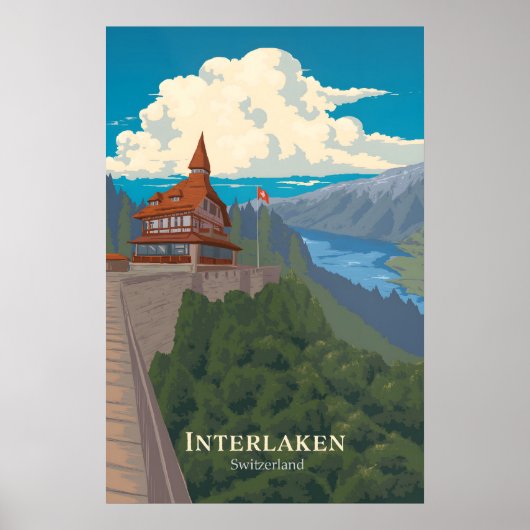 Interlaken Zwitserland Reisposter Poster (Voorkant)
