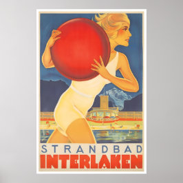 Interlaken Zwitserland Reisposter Strand Kunst Man Poster