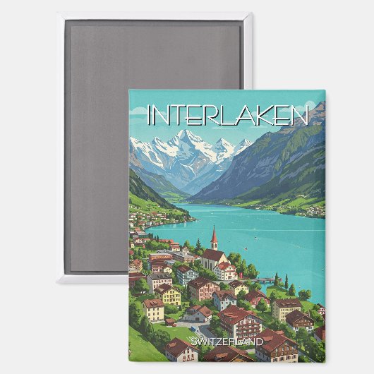 Interlaken Zwitserland Reizen Magneet (Voorkant / Achterkant)