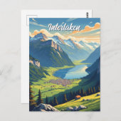 Interlaken Zwitserland Reizen Vintage Briefkaart (Voorkant / Achterkant)