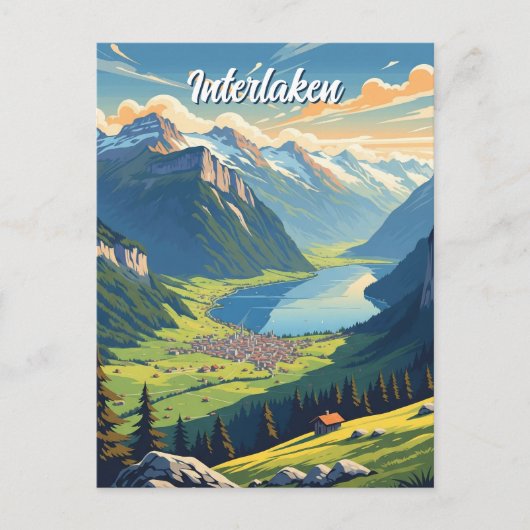 Interlaken Zwitserland Reizen Vintage Briefkaart (Voorkant)
