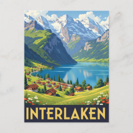 Interlaken Zwitserland Reizen Vintage Briefkaart