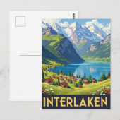 Interlaken Zwitserland Reizen Vintage Briefkaart (Voorkant / Achterkant)