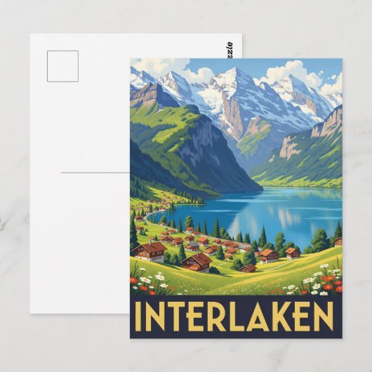 Interlaken Zwitserland Reizen Vintage Briefkaart (Voorkant / Achterkant)