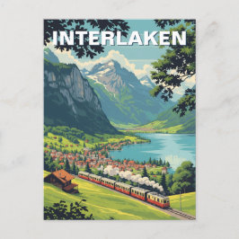 Interlaken Zwitserland Reizen Vintage Briefkaart