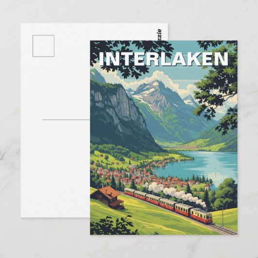 Interlaken Zwitserland Reizen Vintage Briefkaart (Voorkant / Achterkant)