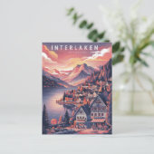 Interlaken Zwitserland Rode Seizoen Briefkaart (Staand voorkant)