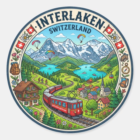 Interlaken Zwitserland Ronde Sticker (Voorkant)