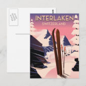 Interlaken Zwitserland Ski reisposter. Briefkaart (Voorkant / Achterkant)