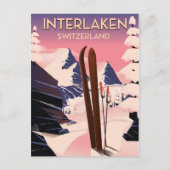 Interlaken Zwitserland Ski reisposter. Briefkaart (Voorkant)