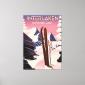 Interlaken Zwitserland Ski reisposter. Canvas Afdruk (Voorkant)