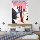 Interlaken Zwitserland Ski reisposter. Canvas Afdruk (Insitu (Slaapkamer))