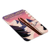 Interlaken Zwitserland Ski-reisposter. Magneet (Rechterzijde)