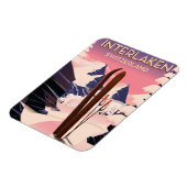 Interlaken Zwitserland Ski-reisposter. Magneet (Linkerzijde)