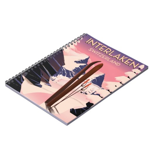 Interlaken Zwitserland Ski reisposter. Notitieboek (Linkerzijde)