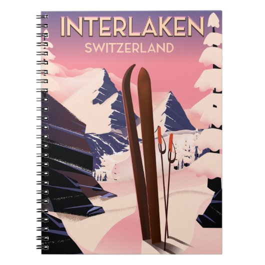Interlaken Zwitserland Ski reisposter. Notitieboek (Voorkant)