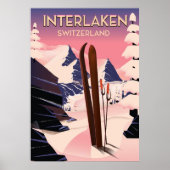 Interlaken Zwitserland Ski reisposter. Poster (Voorkant)