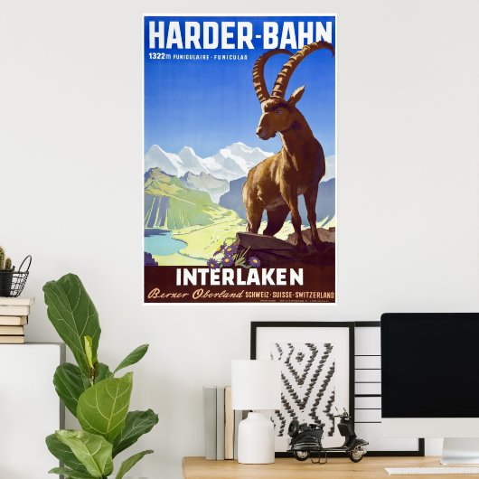 Interlaken,Zwitserland,Ski Travel Poster (Thuiskantoor)