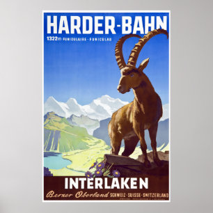 Interlaken,Zwitserland,Ski Travel Poster