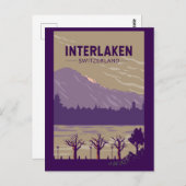 Interlaken Zwitserland Travel Art Vintage Briefkaart (Voorkant / Achterkant)