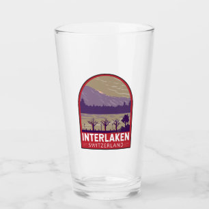 Interlaken Zwitserland Travel Art Vintage Glas