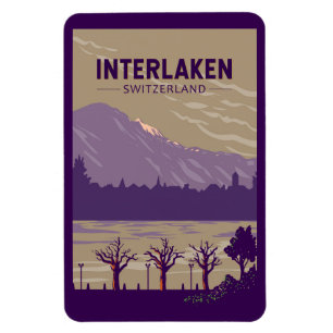 Interlaken Zwitserland Travel Art Vintage Magneet