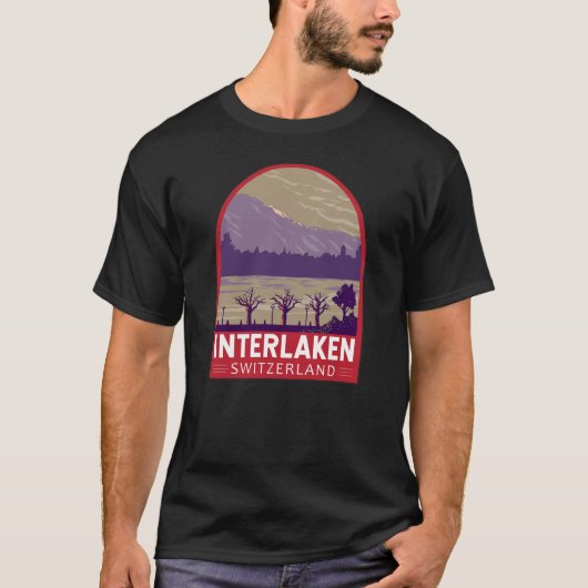 Interlaken Zwitserland Travel Art Vintage T-shirt (Voorkant)