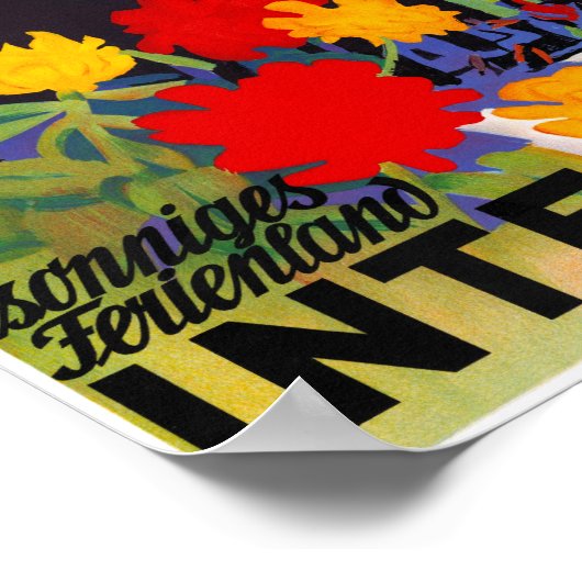 Interlaken Zwitserland Vintage Poster hersteld (Hoek)