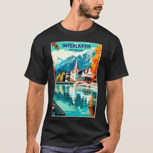 Interlaken Zwitserland Vintage Reizen en Toerisme T-shirt (Voorkant)