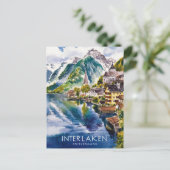 Interlaken Zwitserland Waterverf Schilderij Briefkaart (Staand voorkant)