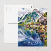Interlaken Zwitserland Waterverf Schilderij Briefkaart (Voorkant / Achterkant)