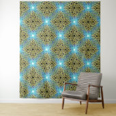 Interliniëring van Victoriaans Golden Aqua Wandkleed (In situ)