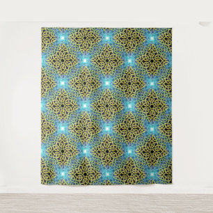 Interliniëring van Victoriaans Golden Aqua Wandkleed