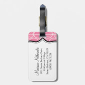 Interlinking oval patroon roze naam bagagelabel (Achterkant verticaal)