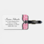 Interlinking oval patroon roze naam bagagelabel (Achterkant horizontaal)