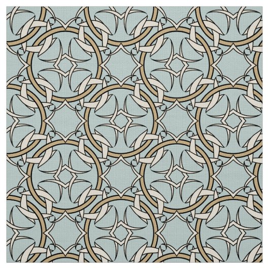 Interlocked Celtic Pattern Black en Cream Stof (Swatch)