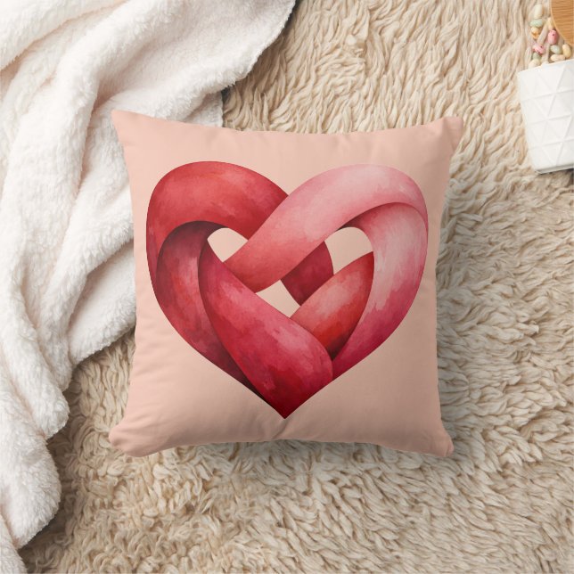Interlocked Heart Throw Pillow Red Pink Love Decor Kussen (Deken)