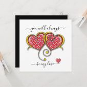 Interlocked Hearts Custom Elegant Valentijn Day Kaart (Voorkant / Achterkant in situ)