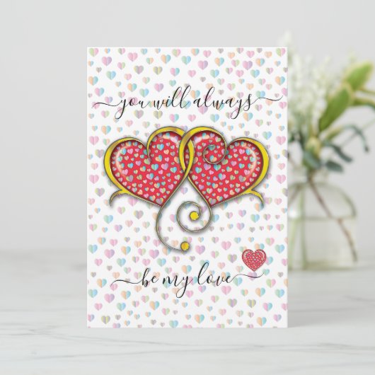 Interlocked Hearts Custom Elegant Valentijn Day Kaart (Staand voorkant)