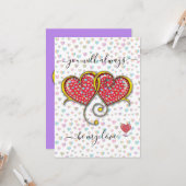 Interlocked Hearts Custom Elegant Valentijn Day Kaart (Voorkant / Achterkant in situ)