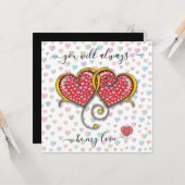 Interlocked Hearts Custom Elegant Valentijn Day Kaart (Voorkant / Achterkant in situ)