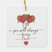 Interlocked Hearts Custom Elegant Valentijn Day Keramisch Ornament (Voorkant)