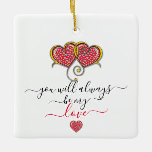 Interlocked Hearts Custom Elegant Valentijn Day Keramisch Ornament