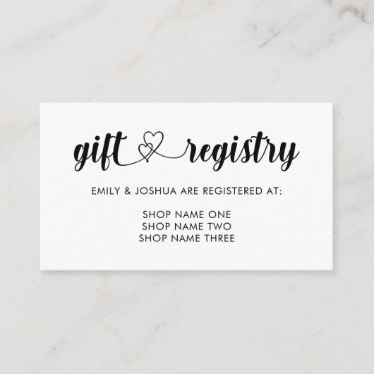 Interlocked Hearts Gift Registry Wedding Informatiekaartje (Voorkant)