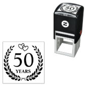 Interlocked Hearts Krans 50e bruiloft Jubileum Zelfinktende Stempel (In situ)