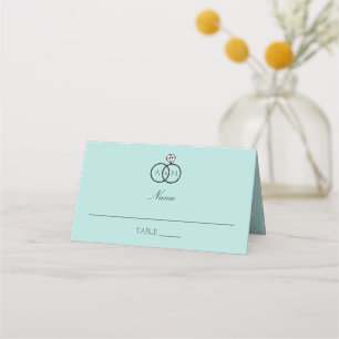Interlocked Rings Robin's Egg Blue Monogrammed Plaatskaartje