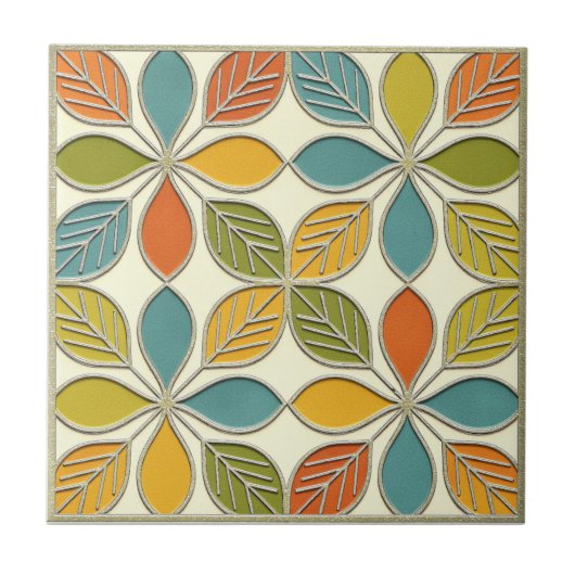 Interlocking Floral Mid-Century Modern #8 ID1224 Tegeltje (Voorkant)