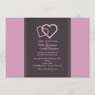 Interlocking Hearts Lesbian Wedding Uitnodiging